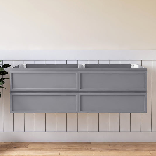 Medunjess 59" Grey PVC Bathroom Vanity Cabinet with 4 Drawers