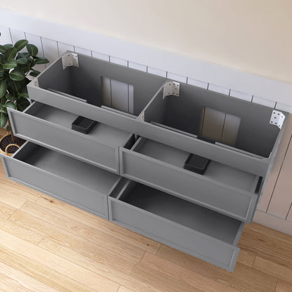 Medunjess 59" Grey PVC Bathroom Vanity Cabinet with 4 Drawers