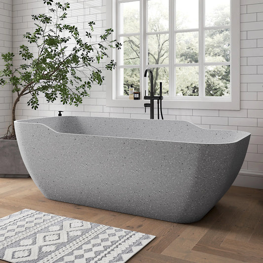 Medunjess 71" Asterism Freestanding Terrazzo bathtub