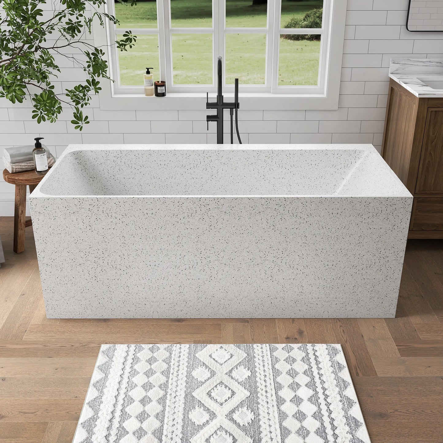 Medunjess 64" Kaleido Freestanding Terrazzo bathtub