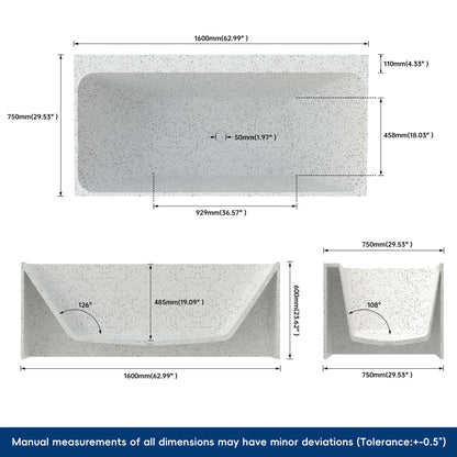 Medunjess 64" Kaleido Freestanding Terrazzo bathtub