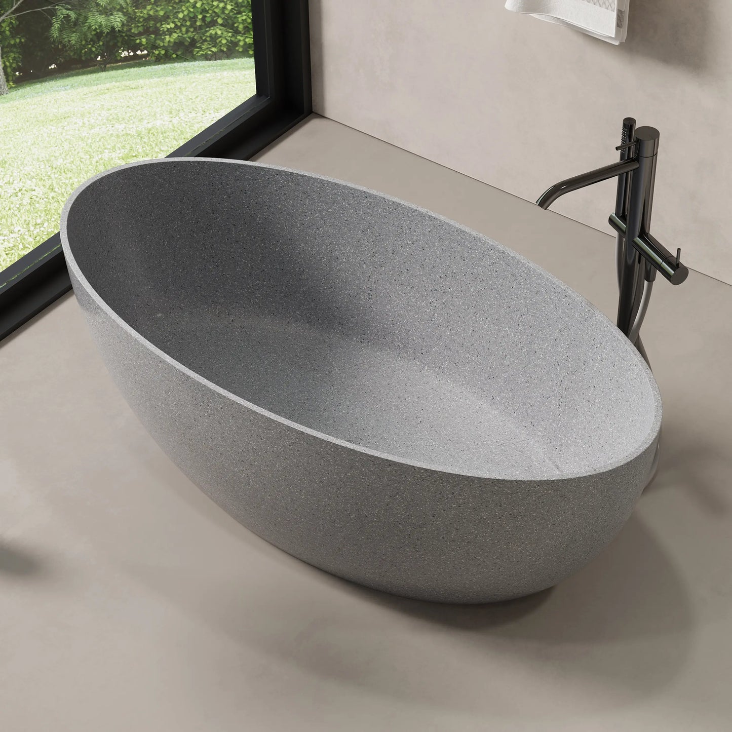 Medunjess 63'' Mélange Freestanding Terrazzo Bathtub