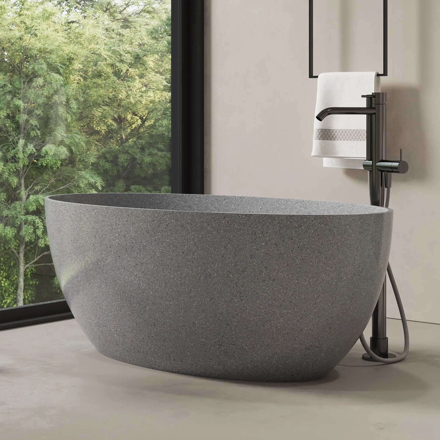 Medunjess 63'' Mélange Freestanding Terrazzo Bathtub