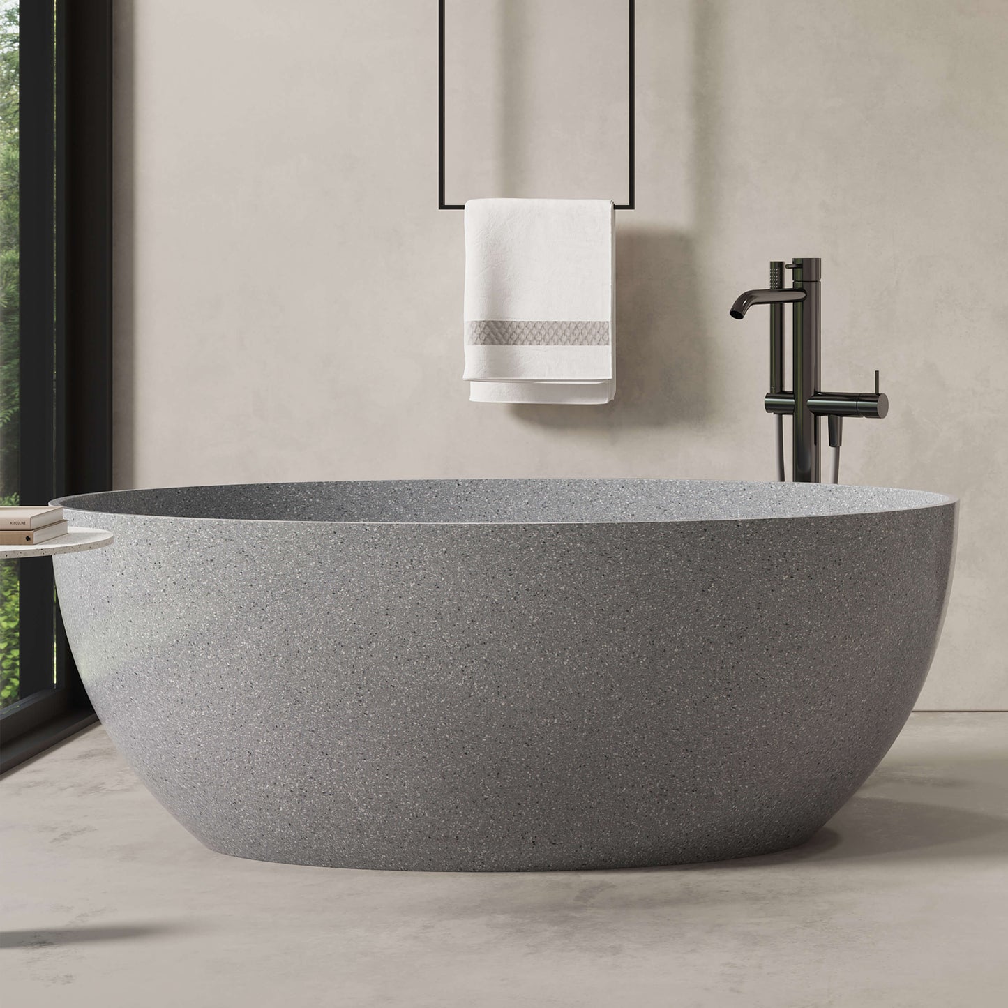 Medunjess 63'' Mélange Freestanding Terrazzo Bathtub