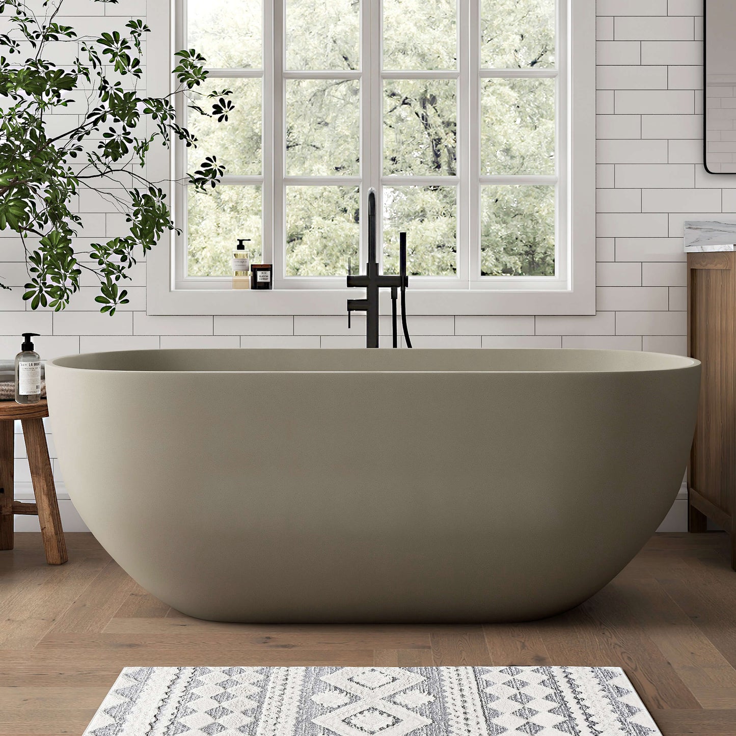Medunjess 63'' Flecksione Freestanding Terrazzo Bathtub