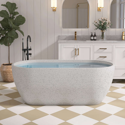 Medunjess 63'' Flecksione Freestanding Terrazzo Bathtub