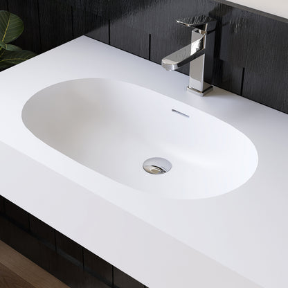 Wall mounted Bathroom sink with faucet against a dark wooden wall