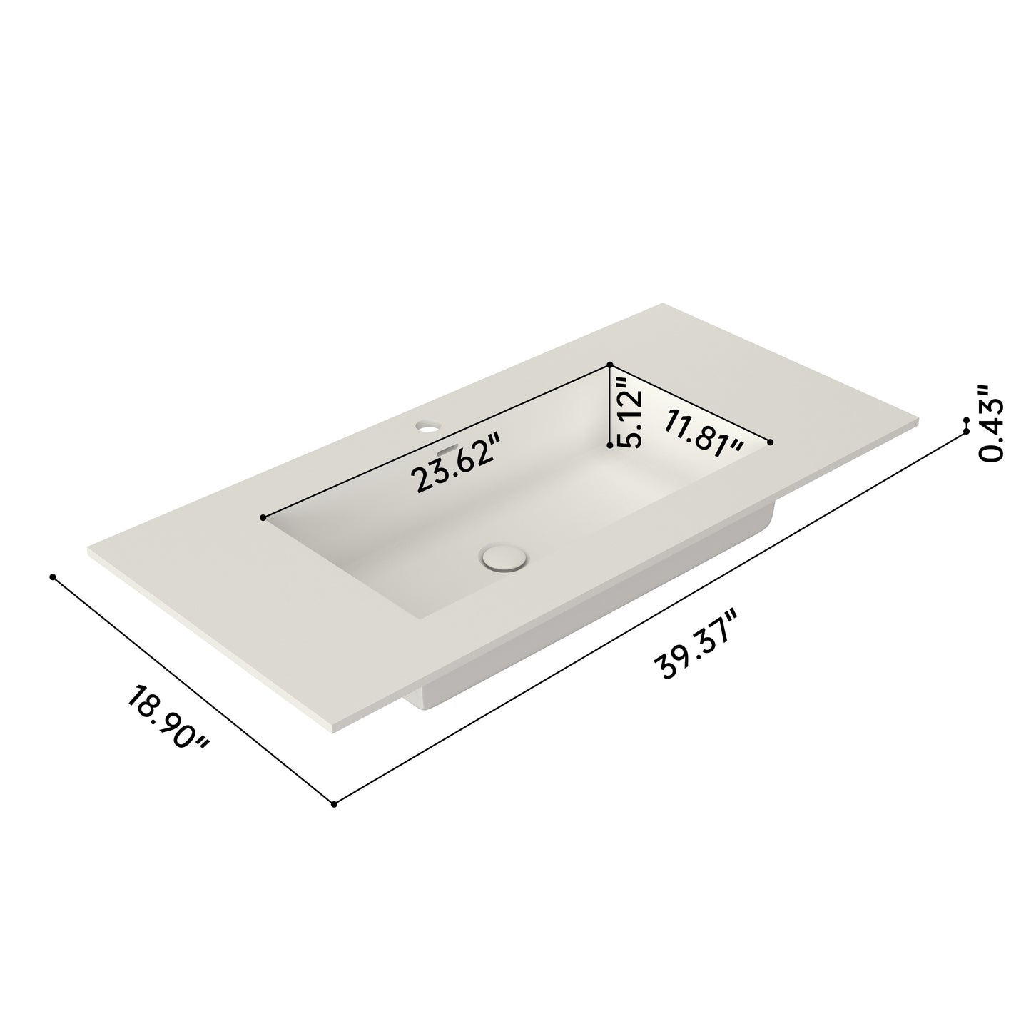 Medunjess 39'' Sinua  Surface Vessel Sink