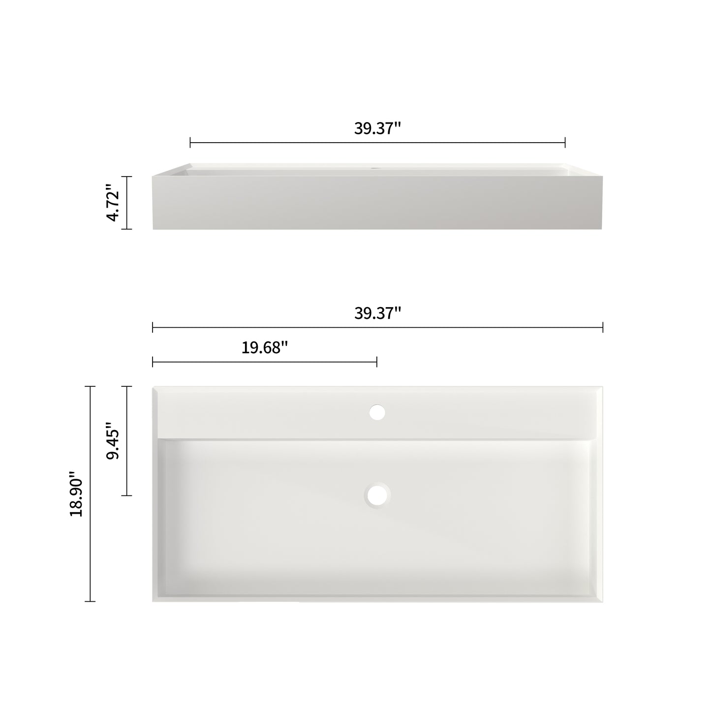 Medunjess 39'' Floatis Wall Mounted Bathroom Sink Solid Surface Sink