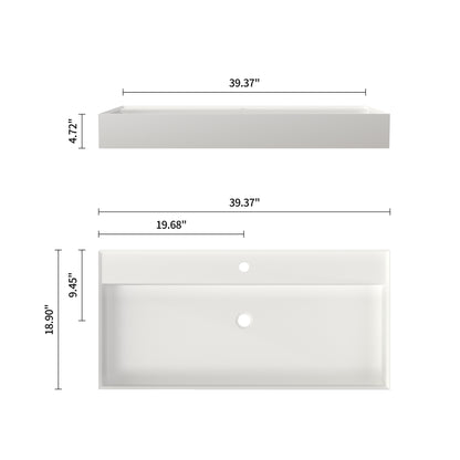 Medunjess 39'' Floatis Wall Mounted Bathroom Sink Solid Surface Sink