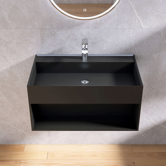Medunjess 31'' Pensile Wall Mounted Bathroom Sink Solid Surface Sink