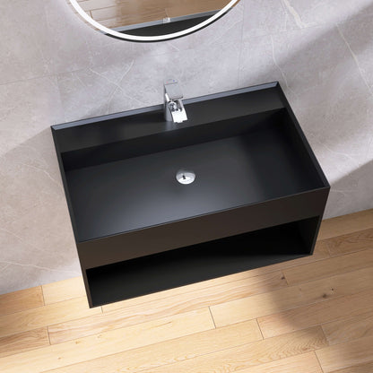 Medunjess 31'' Pensile Wall Mounted Bathroom Sink Solid Surface Sink