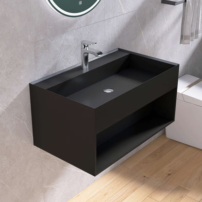 Medunjess 31'' Pensile Wall Mounted Bathroom Sink Solid Surface Sink