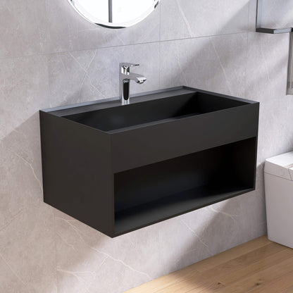 Medunjess 31'' Pensile Wall Mounted Bathroom Sink Solid Surface Sink