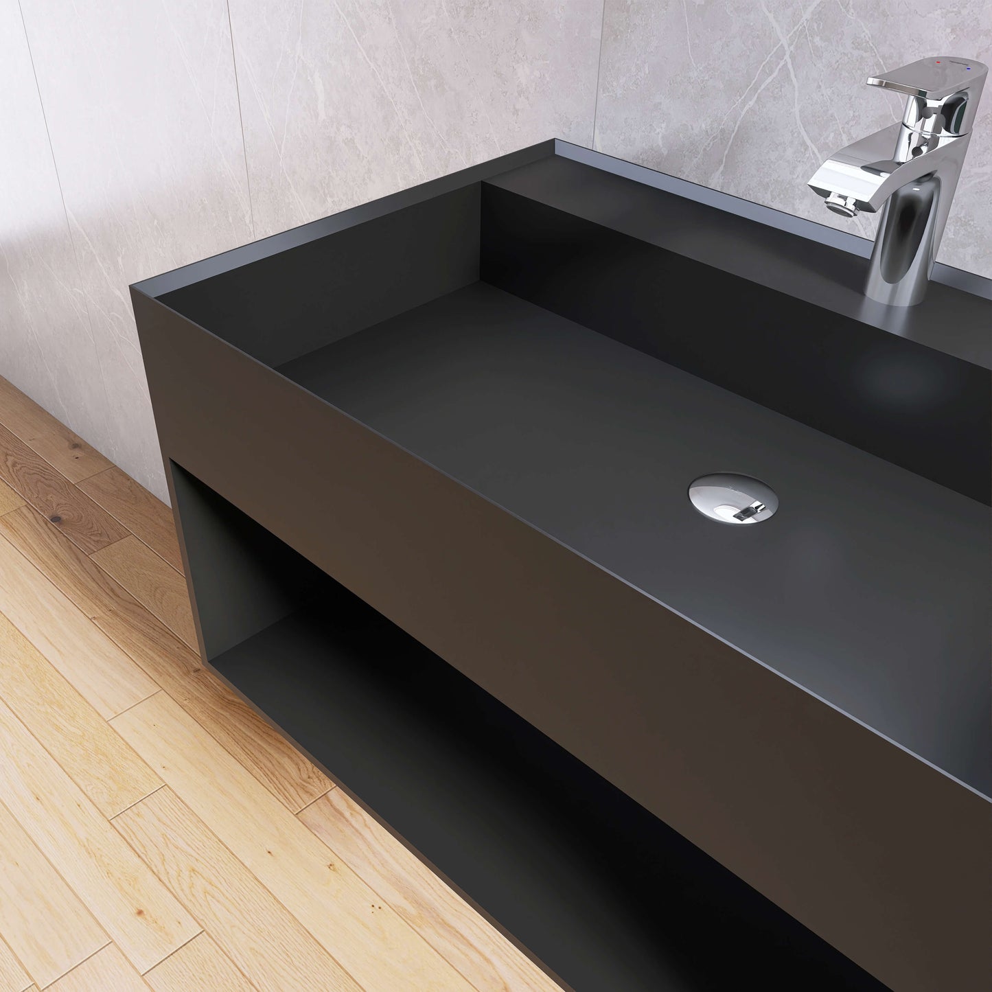 Medunjess 31'' Pensile Wall Mounted Bathroom Sink Solid Surface Sink