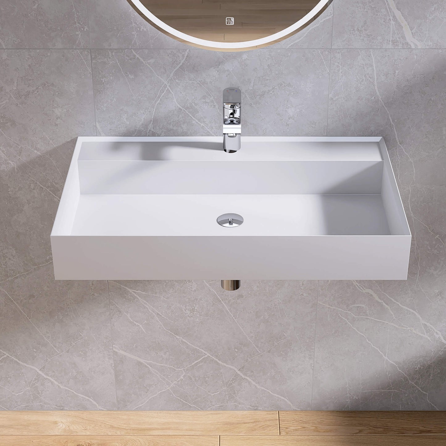 Medunjess 31'' Levita Wall Mounted Bathroom Sink Solid Surface Sink
