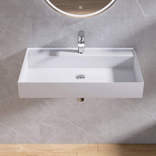 Medunjess 31'' Levita Wall Mounted Bathroom Sink Solid Surface Sink