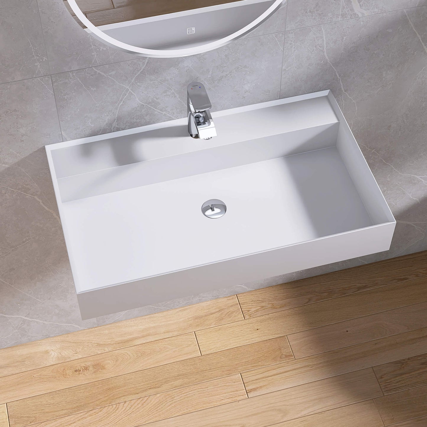 Medunjess 31'' Levita Wall Mounted Bathroom Sink Solid Surface Sink