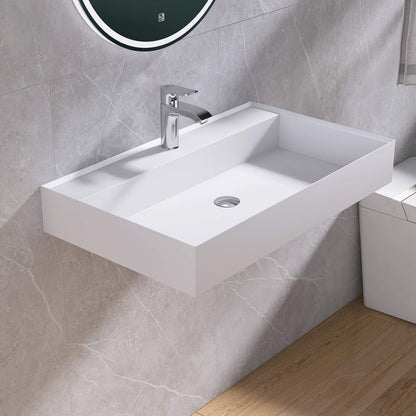 Medunjess 31'' Levita Wall Mounted Bathroom Sink Solid Surface Sink