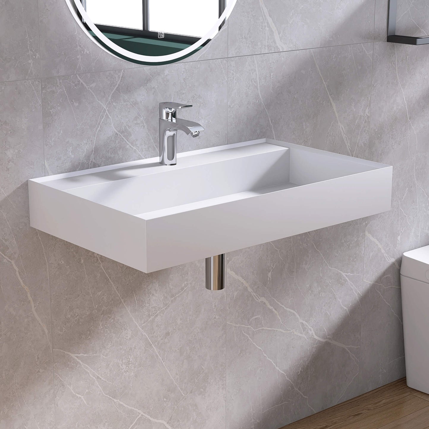 Medunjess 31'' Levita Wall Mounted Bathroom Sink Solid Surface Sink