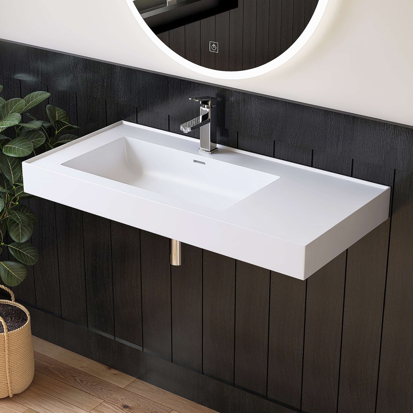 Medunjess 39'' Aerial Wall Mounted Bathroom Sink Solid Surface Sink