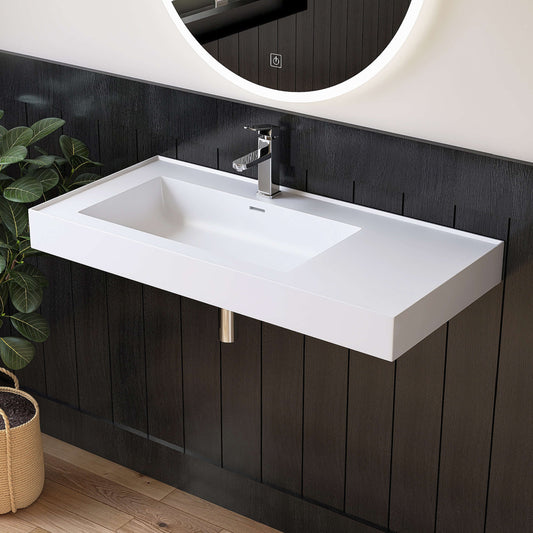 Medunjess 39'' Aerial Wall Mounted Bathroom Sink Solid Surface Sink