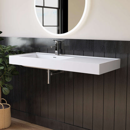 Medunjess 47'' Cantra Wall Mounted Bathroom Sink Solid Surface Sink