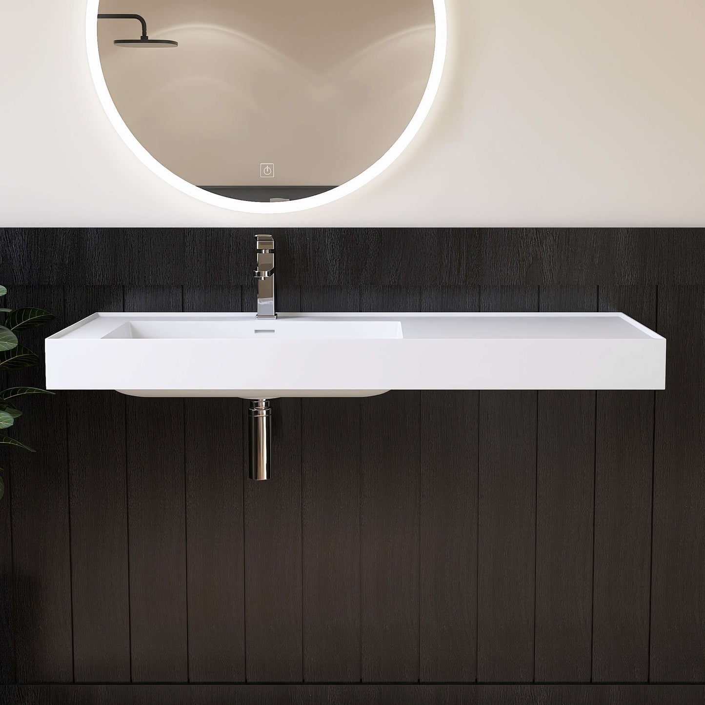 Medunjess 47'' Cantra Wall Mounted Bathroom Sink Solid Surface Sink