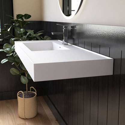Medunjess 47'' Cantra Wall Mounted Bathroom Sink Solid Surface Sink