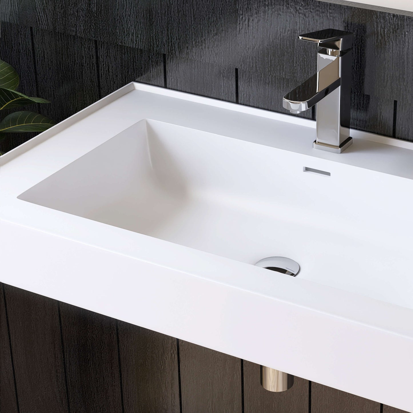 Medunjess 47'' Cantra Wall Mounted Bathroom Sink Solid Surface Sink
