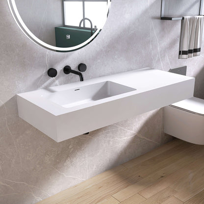 Medunjess 47'' Hovera Wall Mounted Bathroom Sink Solid Surface Sink