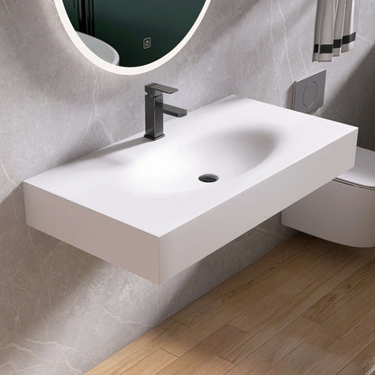 Medunjess 42'' Volare Wall Mounted Bathroom Sink Solid Surface Sink