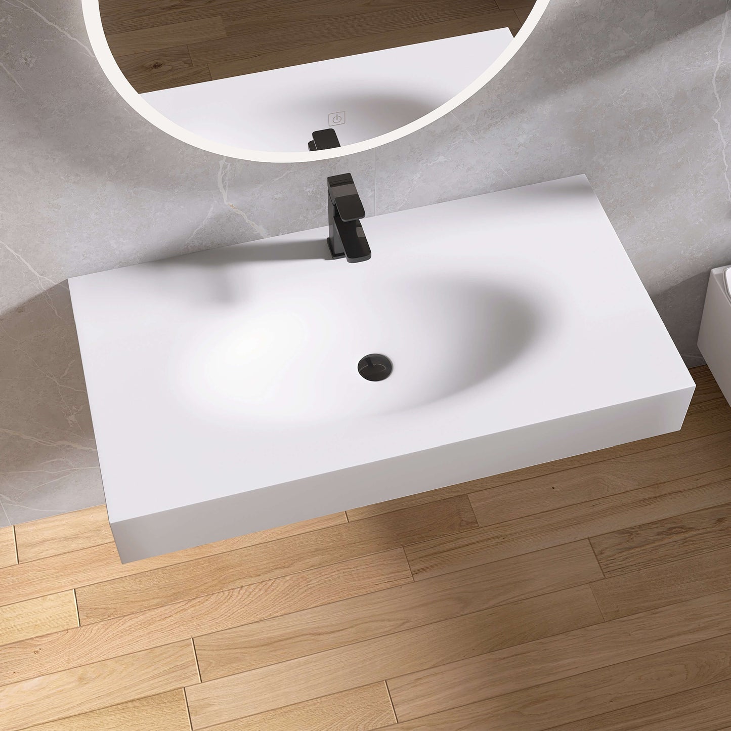 Medunjess 42'' Volare Wall Mounted Bathroom Sink Solid Surface Sink