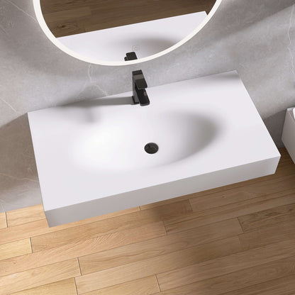 Medunjess 42'' Volare Wall Mounted Bathroom Sink Solid Surface Sink