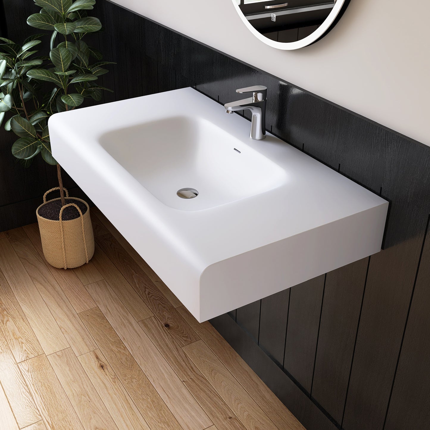 Medunjess 39''Etherea Wall Mounted Bathroom Sink Solid Surface Sink