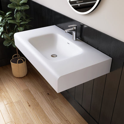 Medunjess 39''Etherea Wall Mounted Bathroom Sink Solid Surface Sink