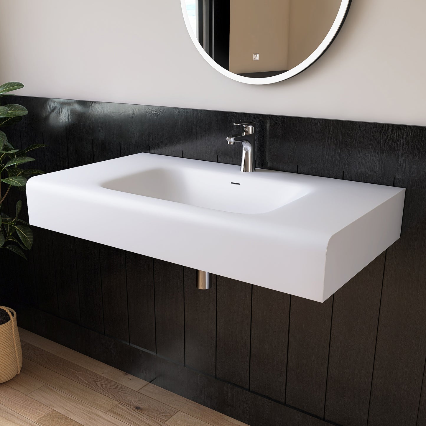 Medunjess 39''Etherea Wall Mounted Bathroom Sink Solid Surface Sink