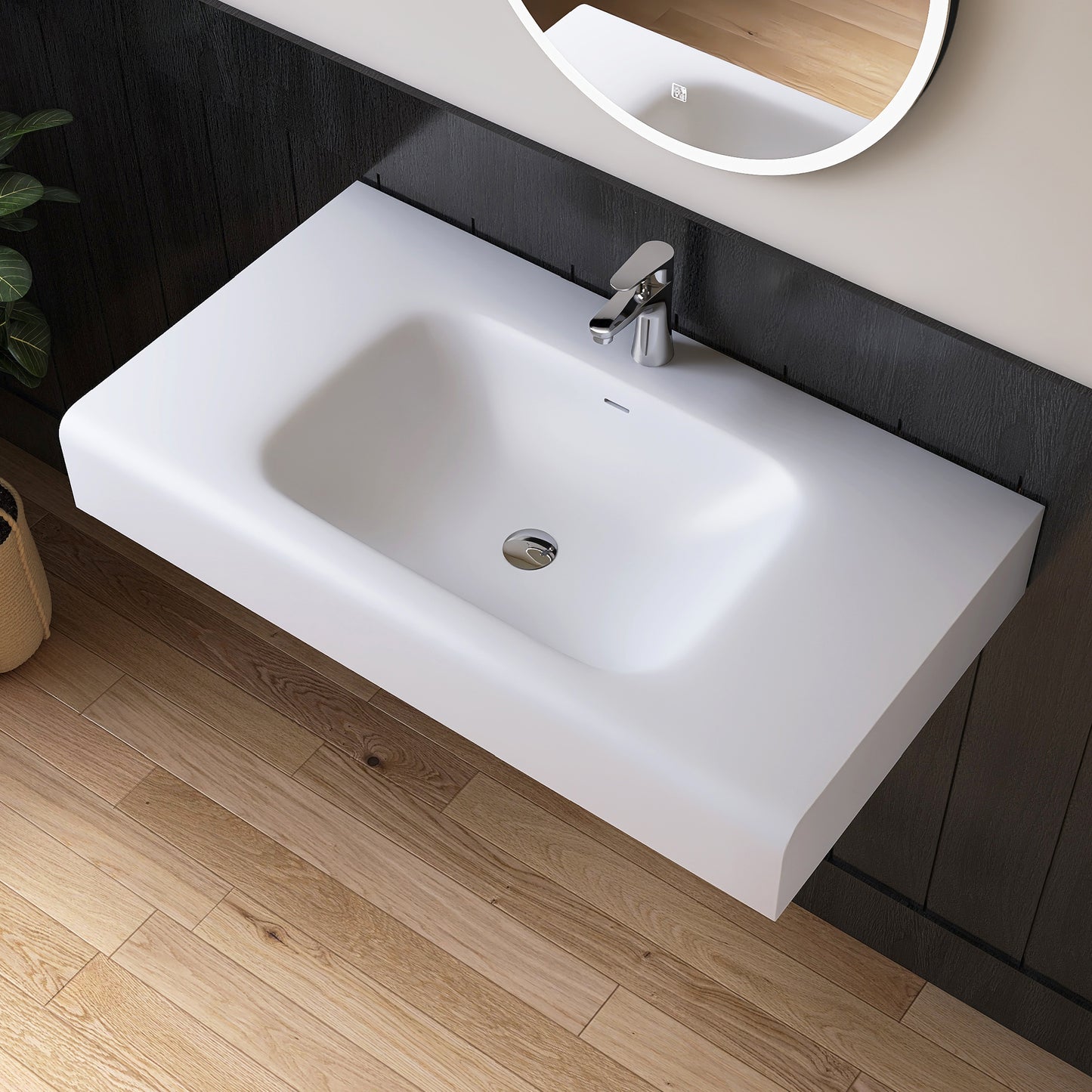 Medunjess 39''Etherea Wall Mounted Bathroom Sink Solid Surface Sink