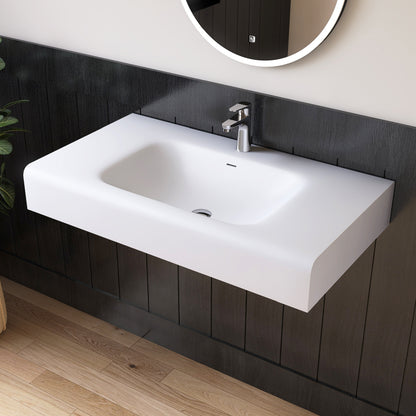 Medunjess 39''Etherea Wall Mounted Bathroom Sink Solid Surface Sink