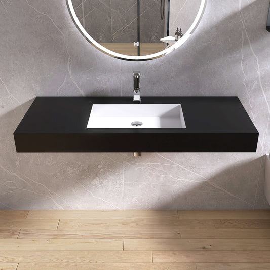 Medunjess 47'' Cloudis Wall Mounted Bathroom Sink Solid Surface Sink