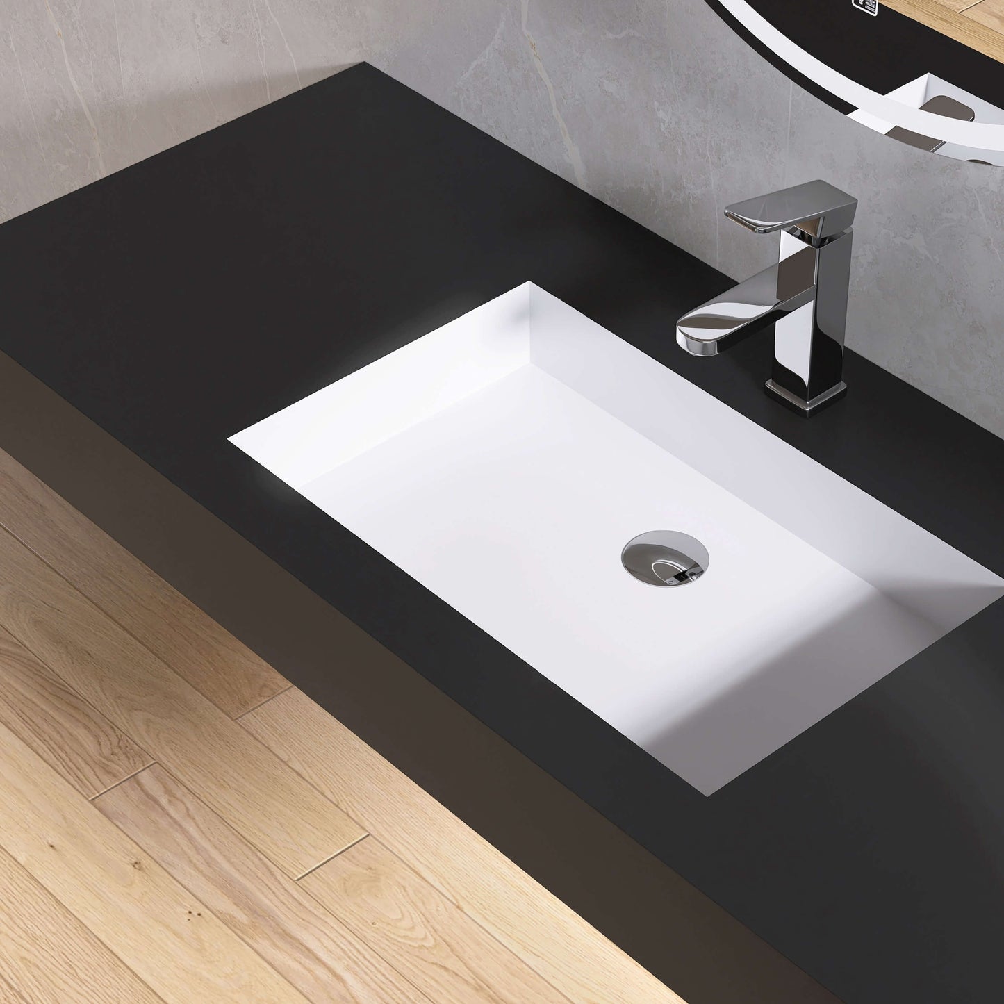 Medunjess 47'' Cloudis Wall Mounted Bathroom Sink Solid Surface Sink