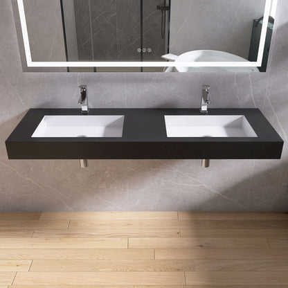 Medunjess 59'' Apexo Wall Mounted Bathroom Sink Solid Surface Sink