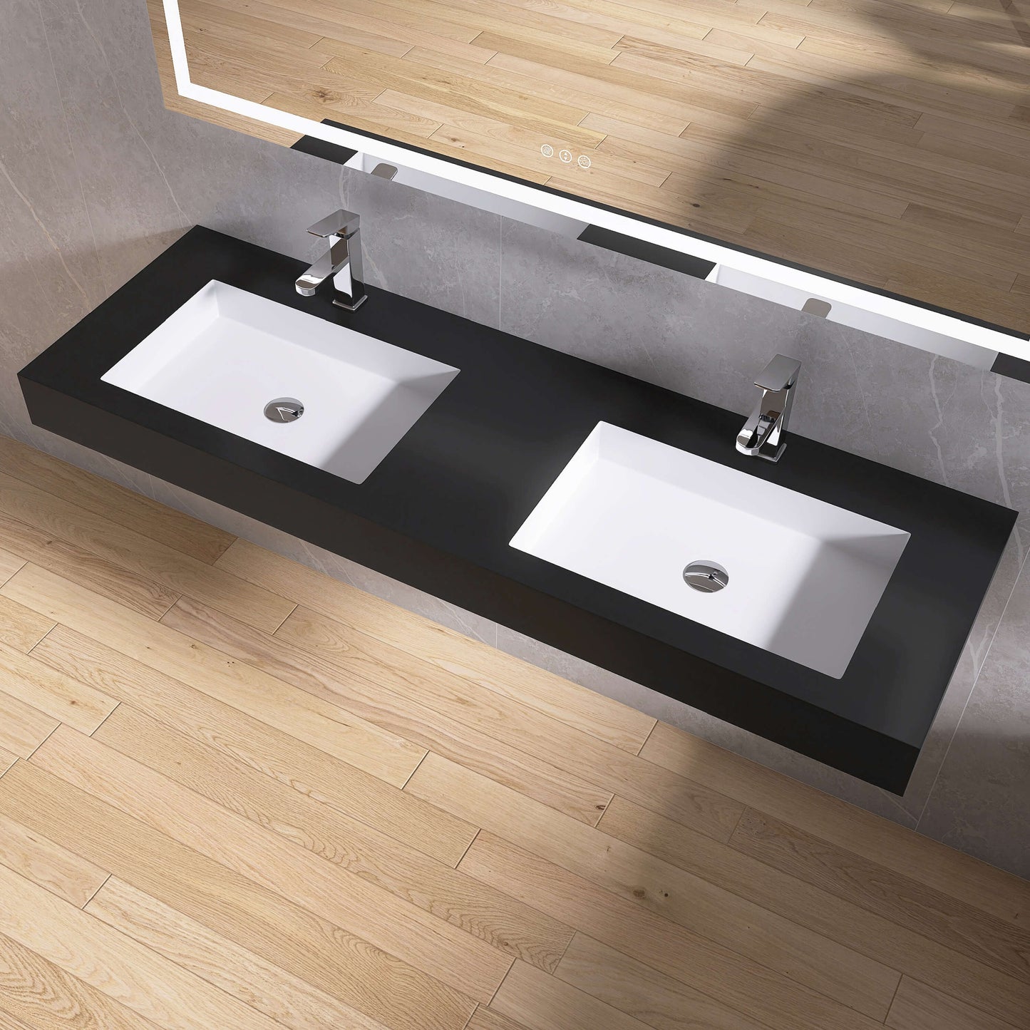 Medunjess 59'' Apexo Wall Mounted Bathroom Sink Solid Surface Sink