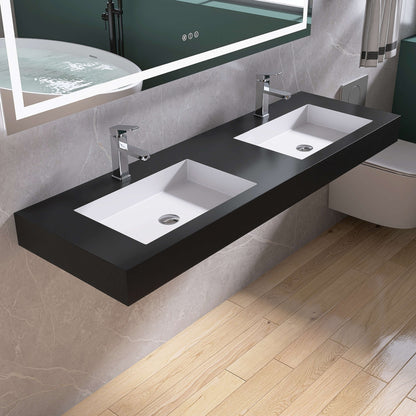 Medunjess 59'' Apexo Wall Mounted Bathroom Sink Solid Surface Sink