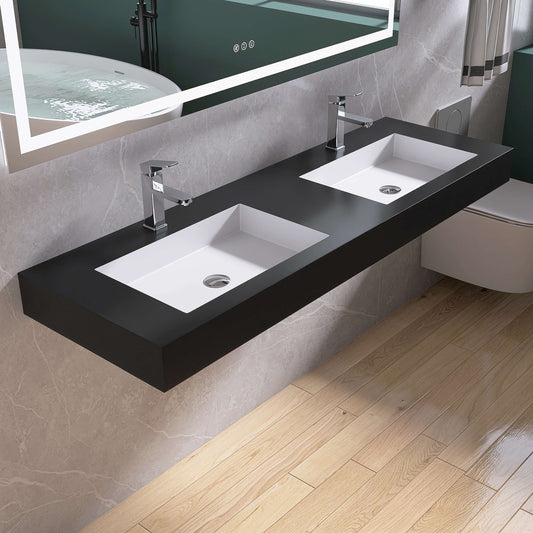 Medunjess 59'' Apexo Wall Mounted Bathroom Sink Solid Surface Sink