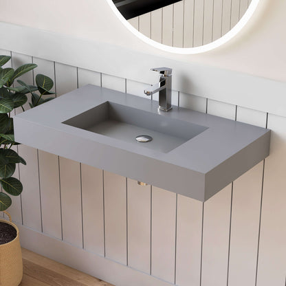 Medunjess 35''Gravita Wall Mounted Bathroom Sink Solid Surface Sink