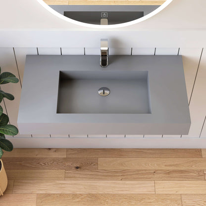 Medunjess 35''Gravita Wall Mounted Bathroom Sink Solid Surface Sink