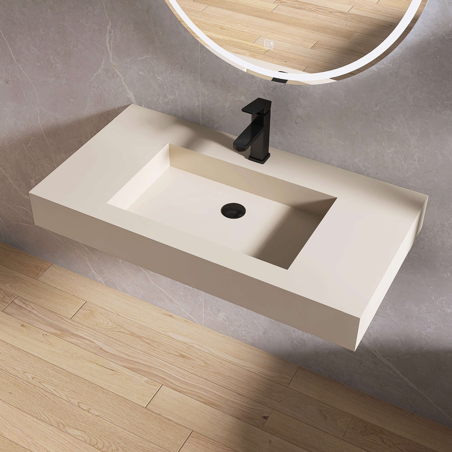 Medunjess 35''Zenti Wall Mounted Bathroom Sink Solid Surface Sink
