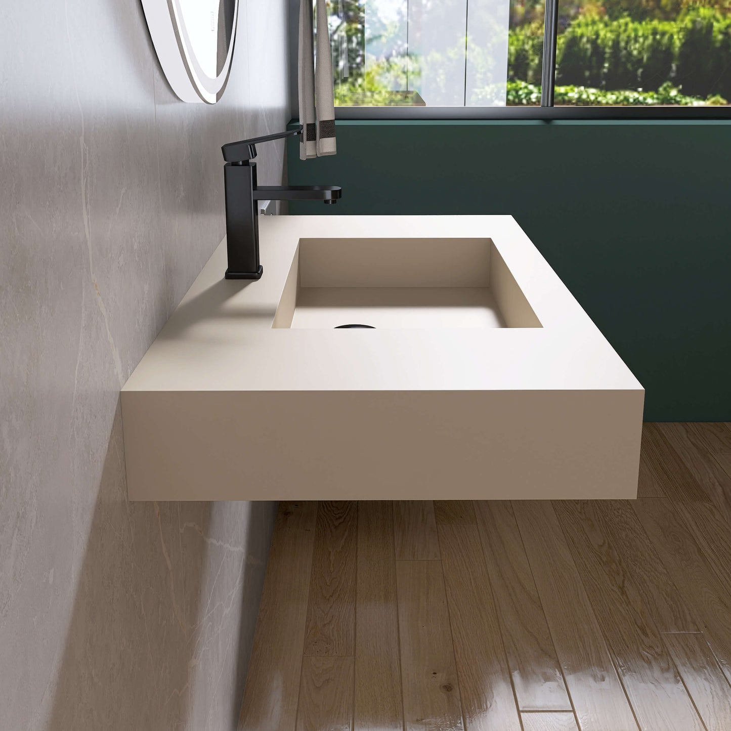 Medunjess 35''Zenti Wall Mounted Bathroom Sink Solid Surface Sink