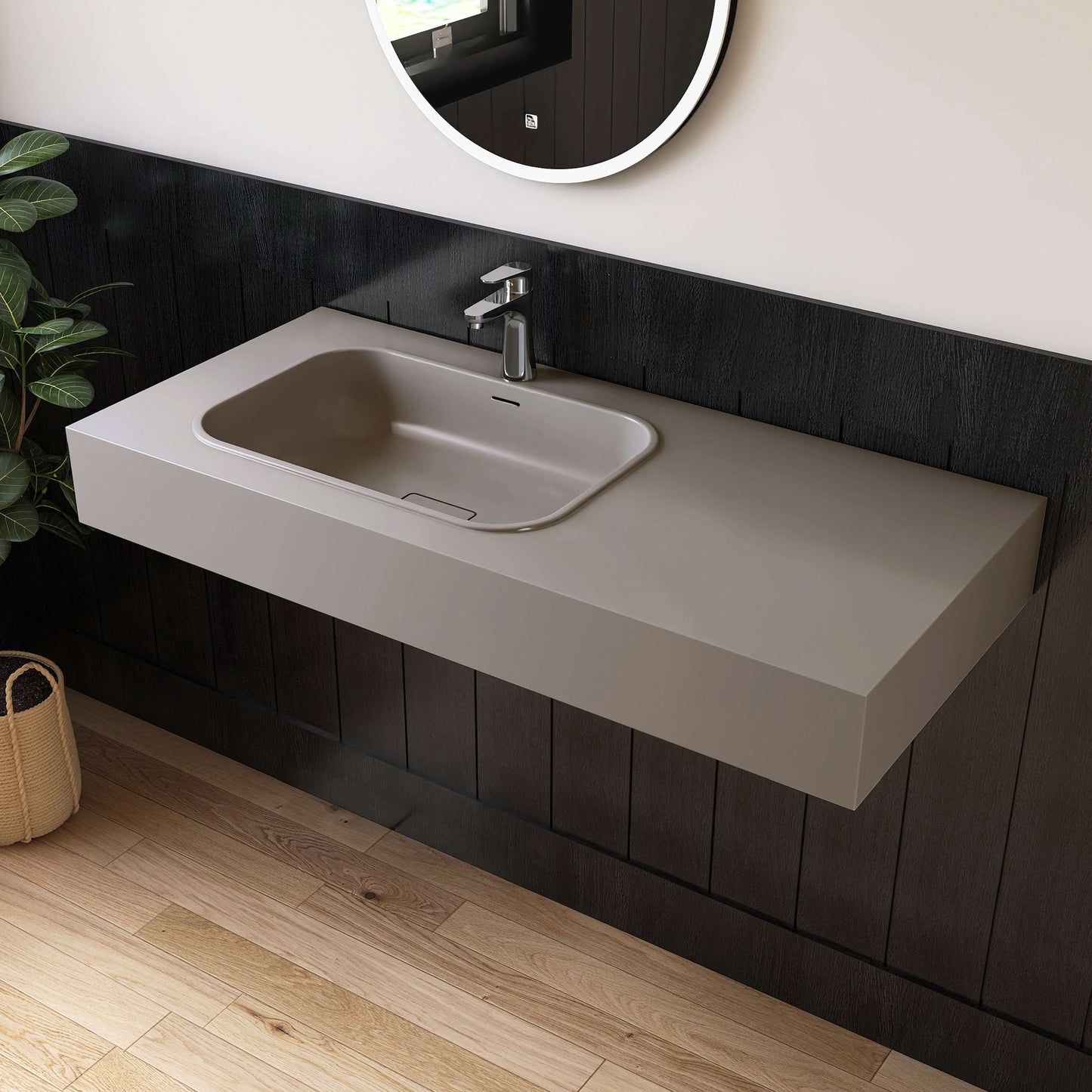 Medunjess 47'' Lotura Wall Mounted Bathroom Sink Solid Surface Sink